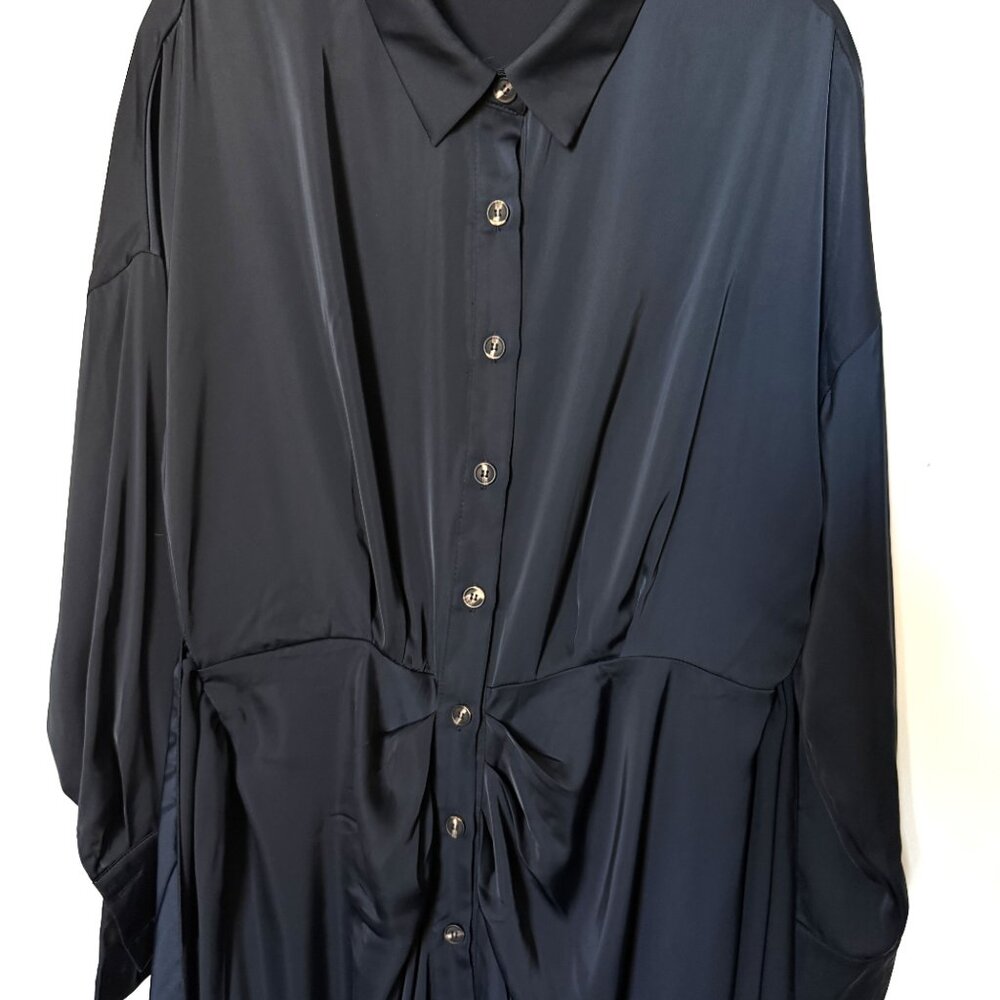 BTFBM Dress Women's Midi Dark Blue Long Sleeve Evening Size L - Picture 14 of 14
